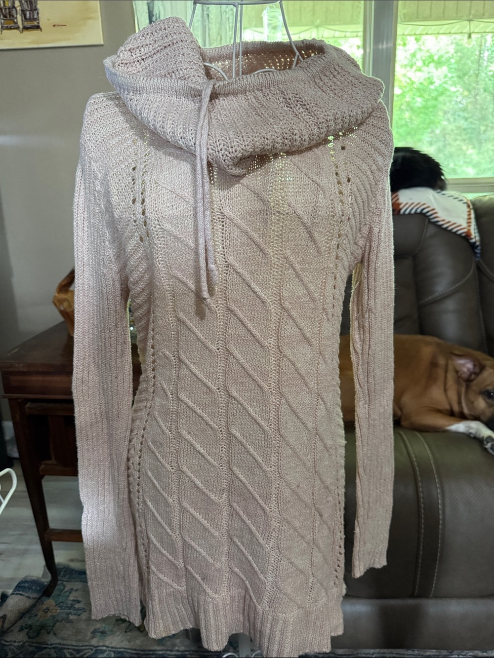 Maurices Dusty Pink Cable-Knit Cowl Sweater